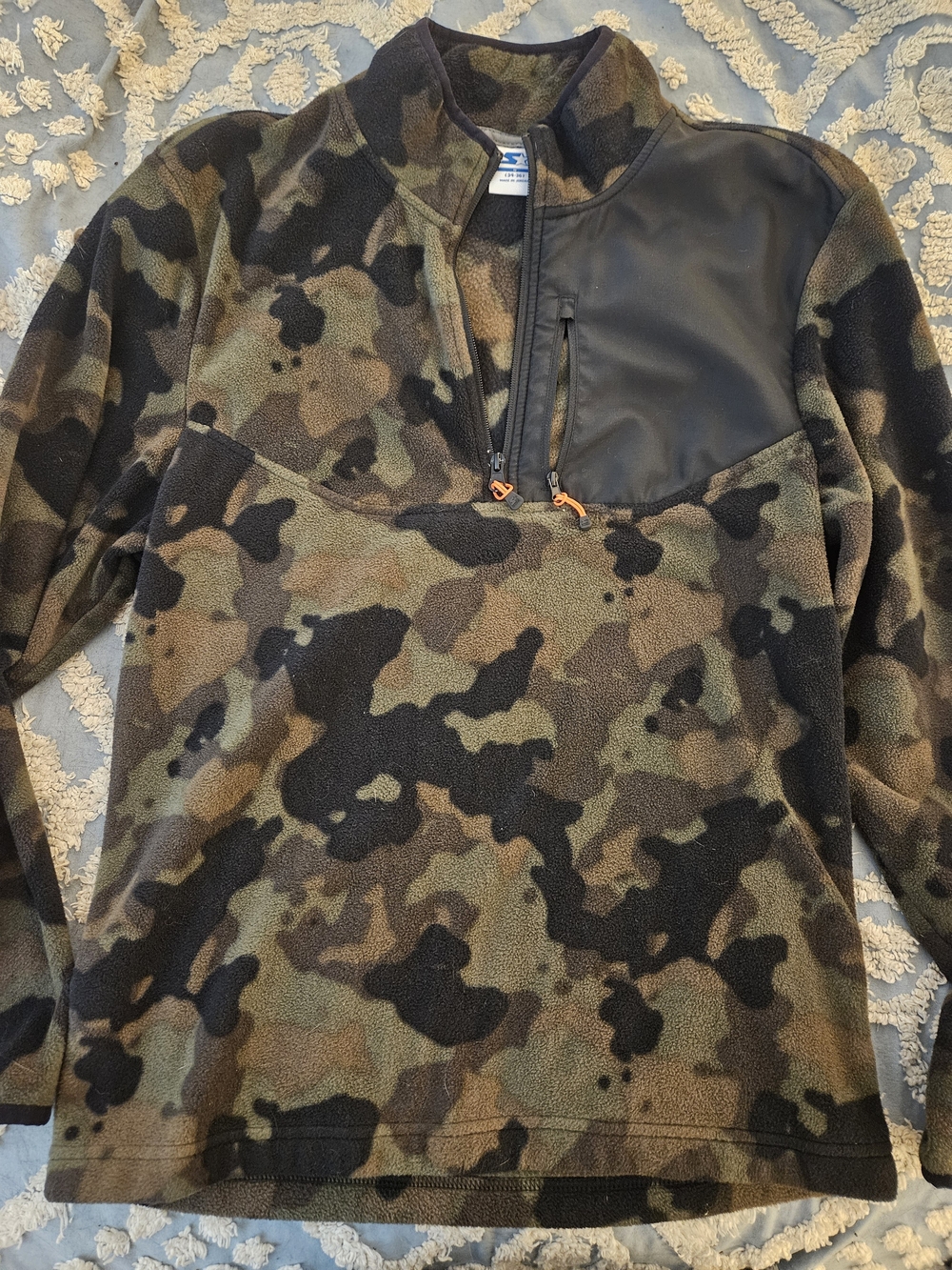 Men's Camo Quarter-Zip Fleece Pullover - Green Camo Small